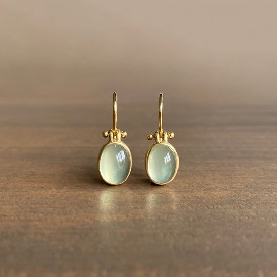 Green Stone Oval Drop Earrings | Amelia Bellrose Jewellery