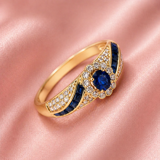 Blue Crystal Vintage Wave Ring | Amelia Bellrose Jewellery
