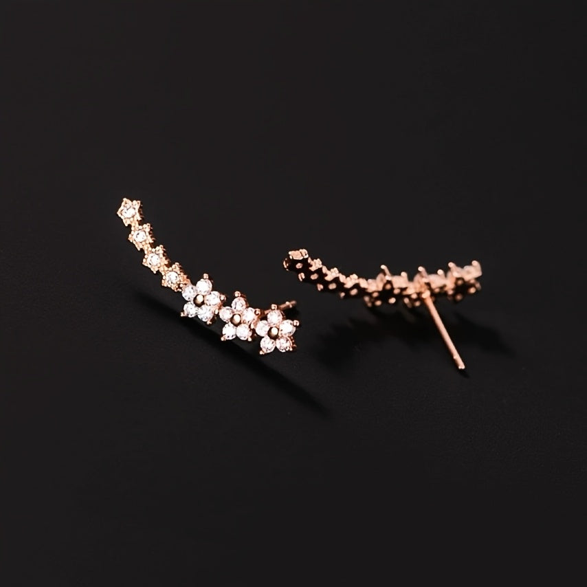 Floral Crystal Ear Climber Earrings | Amelia Bellrose Jewellery