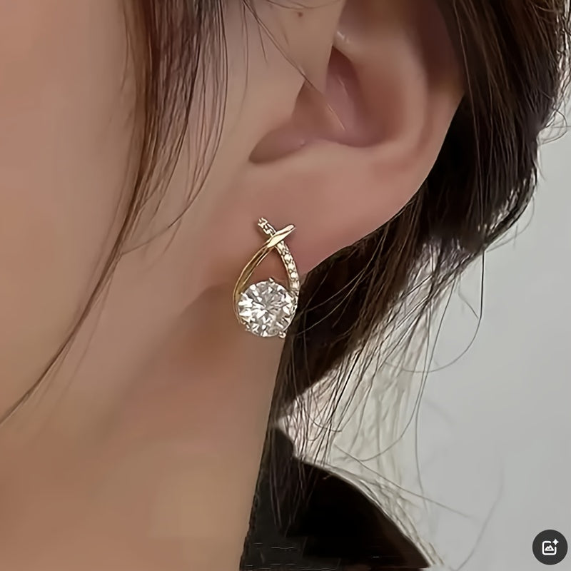 Zirconia Curve Drop Earrings | Amelia Bellrose Jewellery