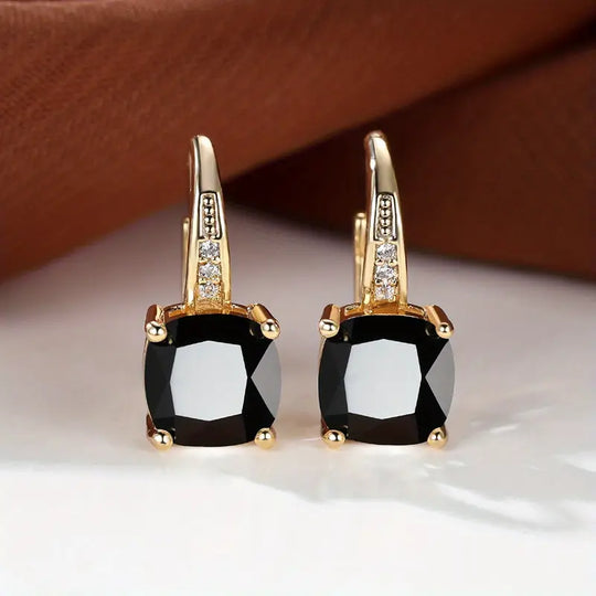 Cushion-Cut Blue Crystal Drop Earrings | Amelia Bellrose Jewellery