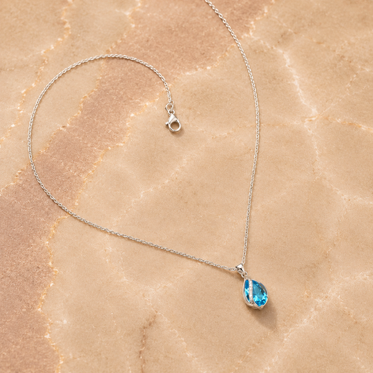 Crystal Teardrop Wave Necklace | Amelia Bellrose Jewellery