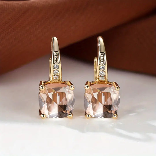 Cushion-Cut Blue Crystal Drop Earrings | Amelia Bellrose Jewellery