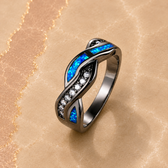 Opal Inlay Twist Ring | Amelia Bellrose Jewellery