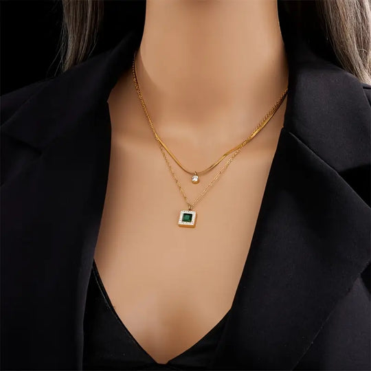 Layered Crystal Pendant Necklace | Amelia Bellrose Jewellery