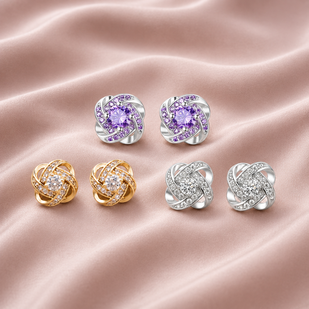 Amethyst Crystal Swirl Stud Earrings | Amelia Bellrose Jewellery