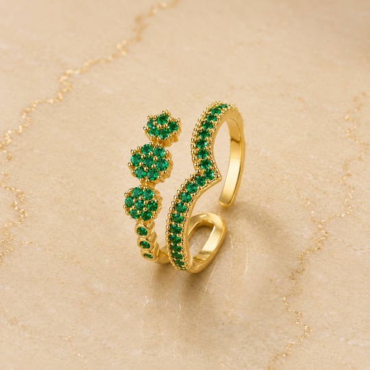Floral V-Band Ring Set | Amelia Bellrose Jewellery