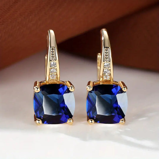 Sapphire Crystal Square Drop Earrings | Amelia Bellrose Jewellery