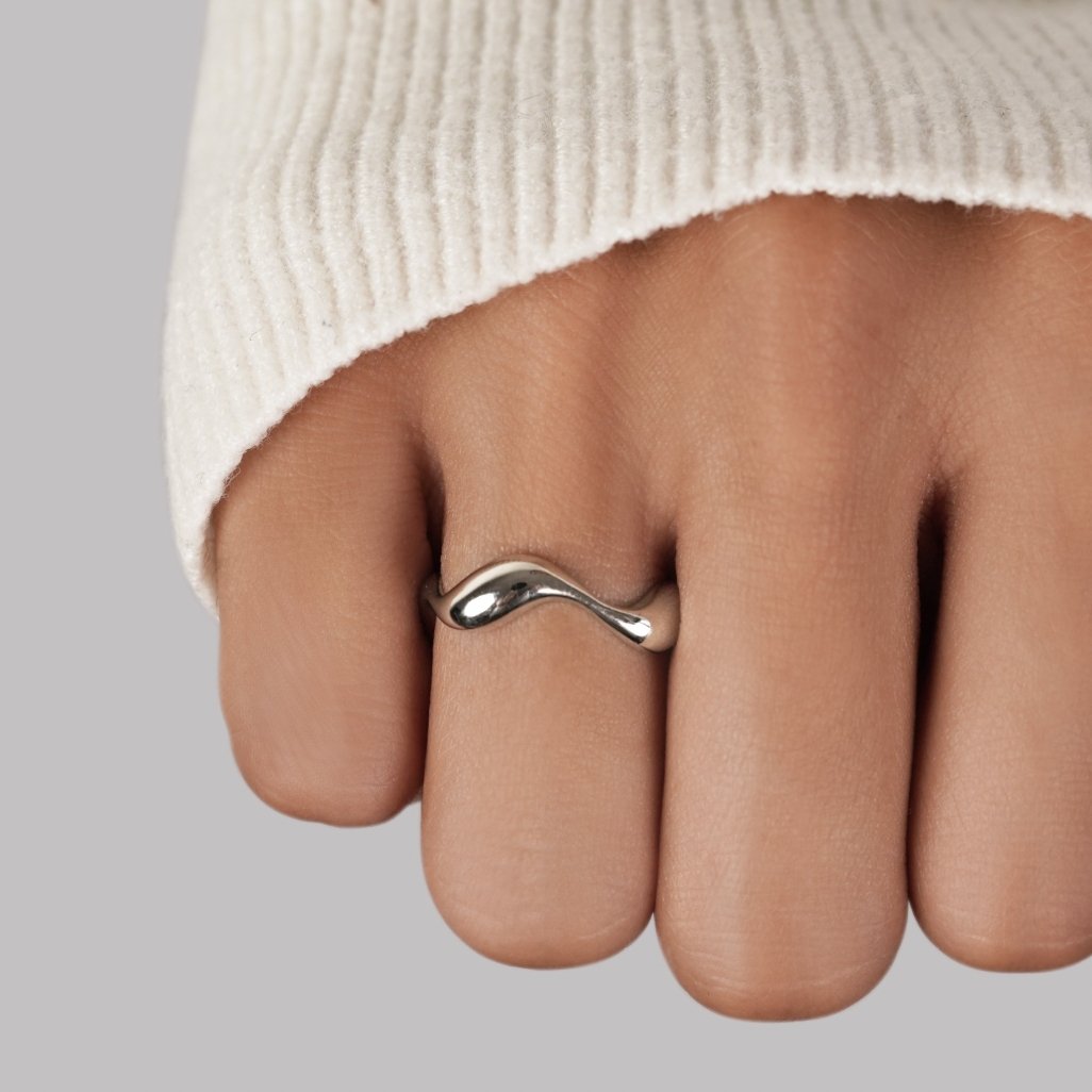 Sculpted Wave Silver Ring | Amelia Bellrose Jewellery