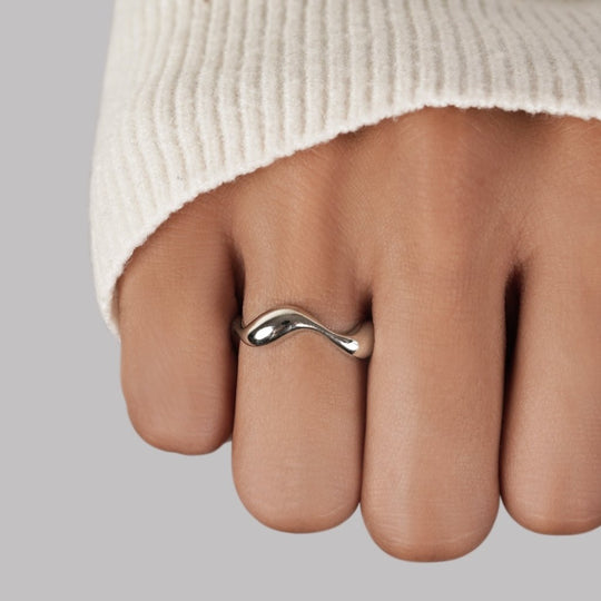 Sculpted Wave Silver Ring | Amelia Bellrose Jewellery