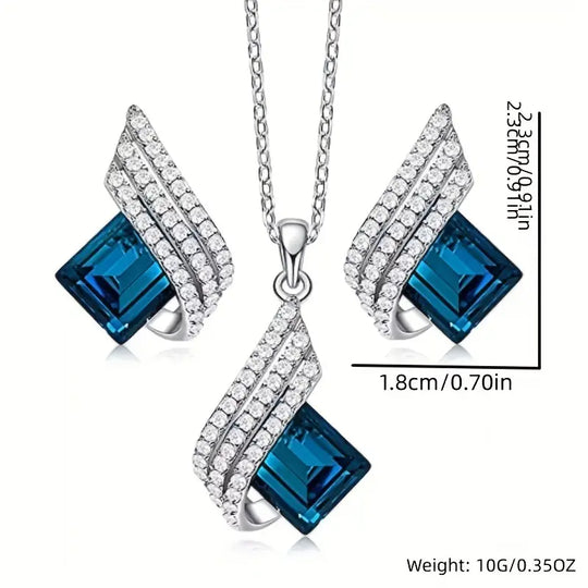 Blue Crystal Geometric Jewellery Set | Amelia Bellrose Jewellery