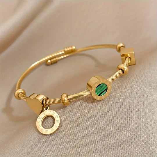 Gold Charm Bracelet with Crystal Accent | Amelia Bellrose Jewellery