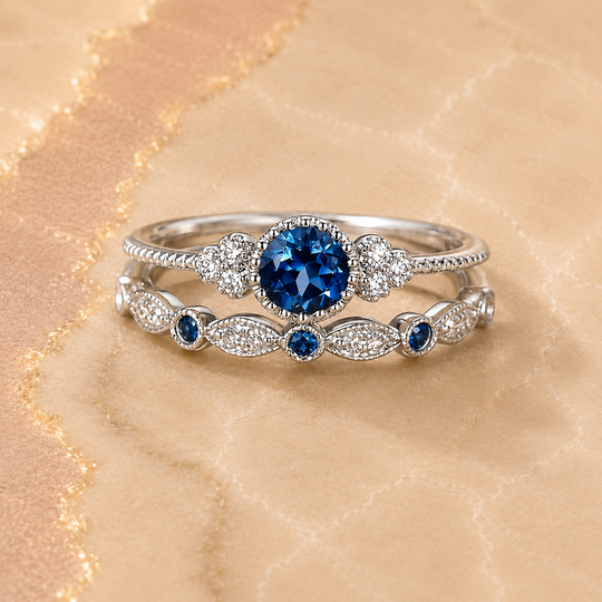 Vintage Halo Ring Set | Amelia Bellrose Jewellery