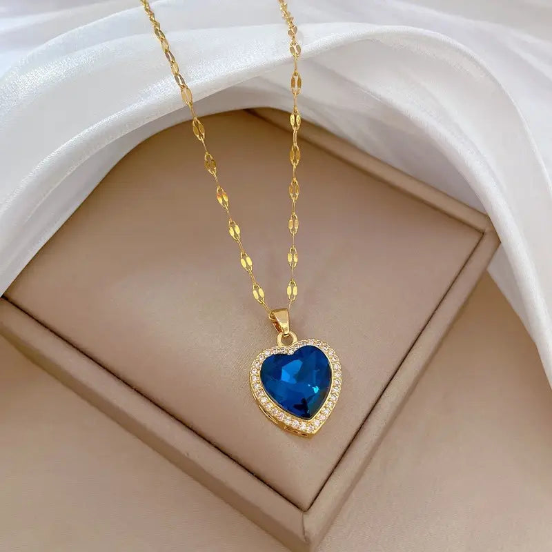 Blue Heart Crystal Pendant Necklace | Amelia Bellrose Jewellery