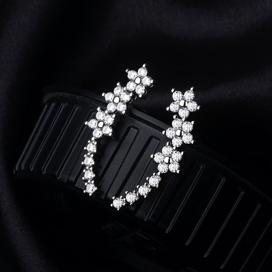 Floral Crystal Ear Climber Earrings | Amelia Bellrose Jewellery