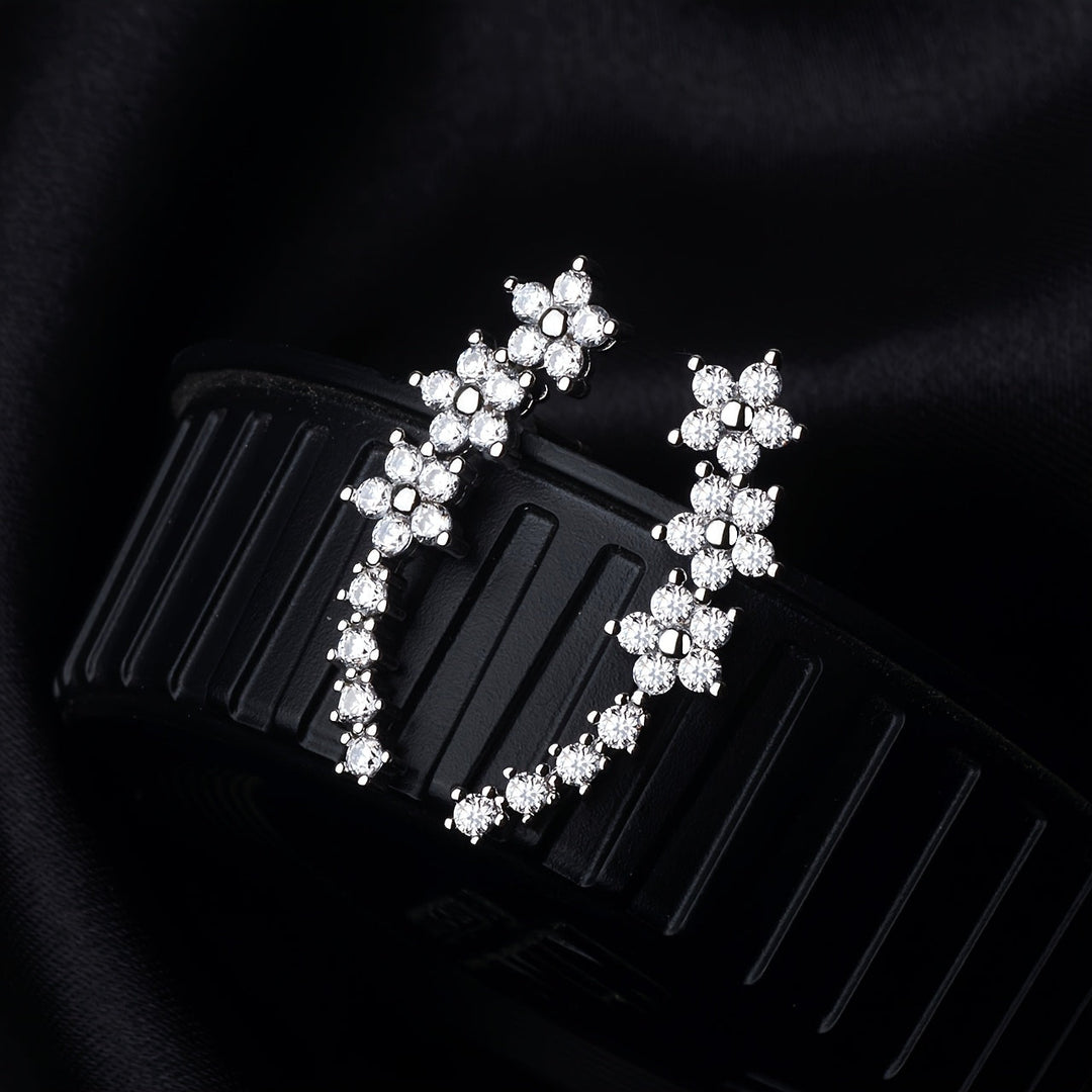 Floral Crystal Ear Climber Earrings | Amelia Bellrose Jewellery