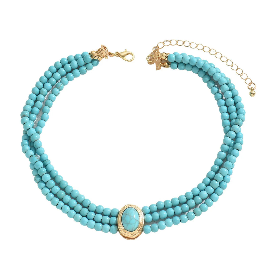Turquoise Beaded Choker Necklace | Amelia Bellrose Jewellery