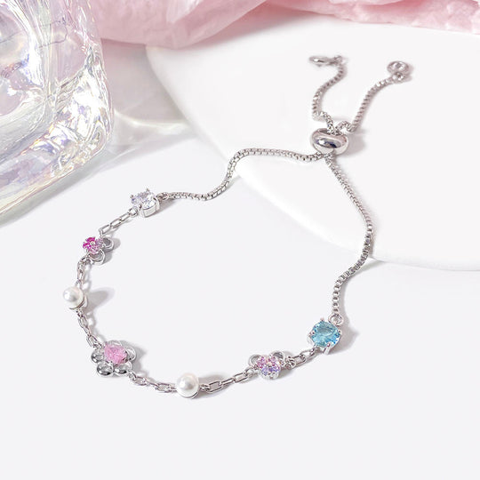 Multicolor Floral Slider Bracelet Gold | Amelia Bellrose Jewellery