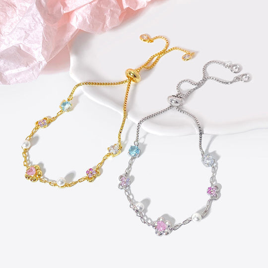 Multicolor Floral Slider Bracelet Gold | Amelia Bellrose Jewellery