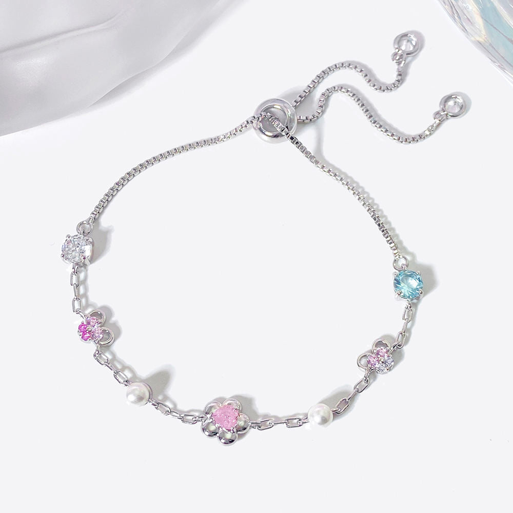 Multicolor Floral Slider Bracelet Gold | Amelia Bellrose Jewellery