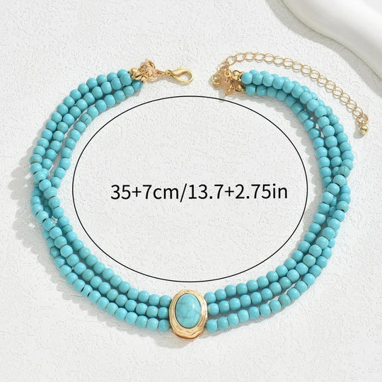 Turquoise Beaded Choker Necklace | Amelia Bellrose Jewellery