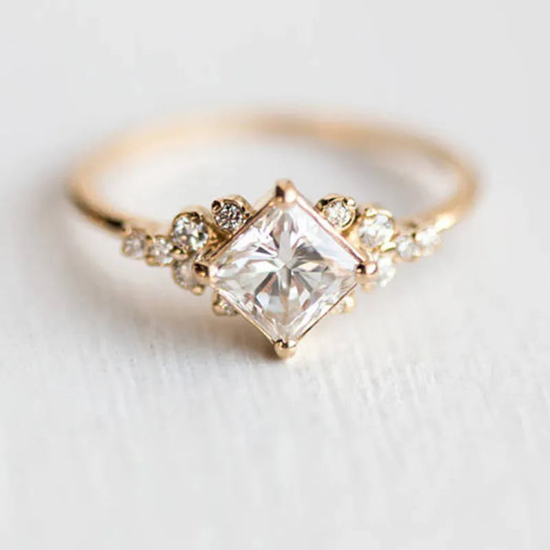 Crystal Solitaire Gold Ring | Amelia Bellrose Jewellery