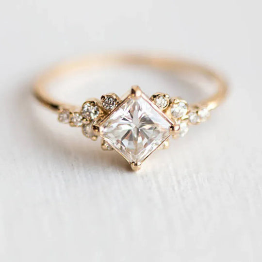Crystal Solitaire Gold Ring | Amelia Bellrose Jewellery