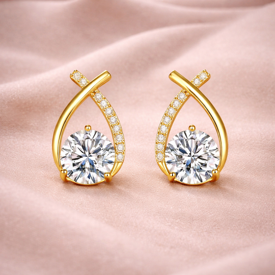 Teardrop Crystal Curve Stud Earrings | Amelia Bellrose Jewellery