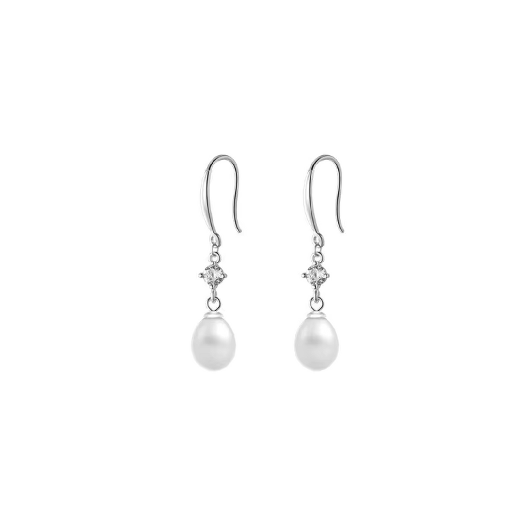 Pearl Crystal Drop Earrings Gold | Amelia Bellrose Jewellery