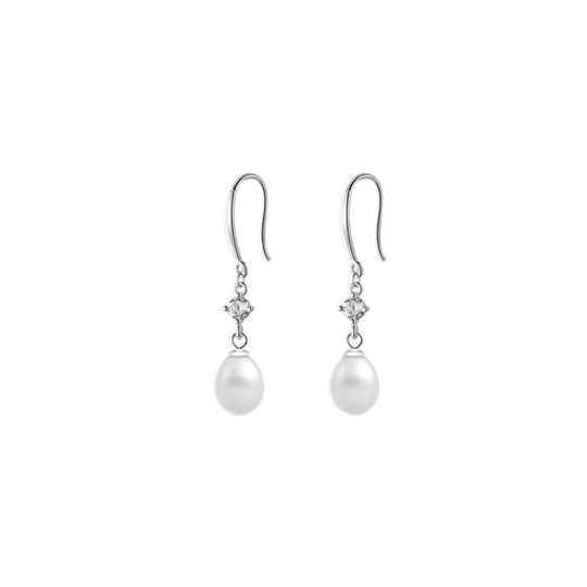 Pearl Crystal Drop Earrings Gold | Amelia Bellrose Jewellery