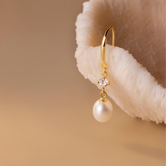 Pearl Crystal Drop Earrings Gold | Amelia Bellrose Jewellery