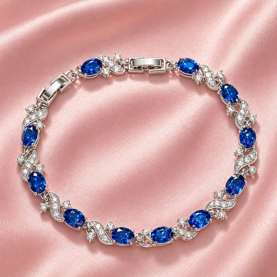 Blue Crystal Oval Vine Bracelet | Amelia Bellrose Jewellery