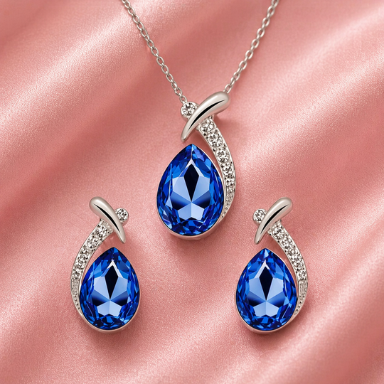 Blue Crystal Teardrop Jewellery Set | Amelia Bellrose Jewellery