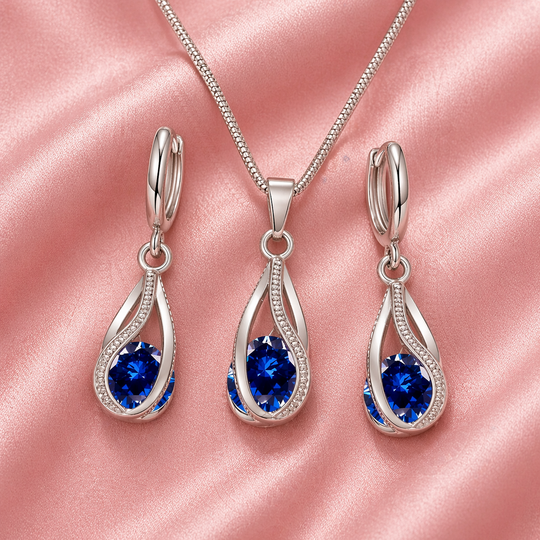 Blue Crystal Teardrop Jewellery Set | Amelia Bellrose Jewellery