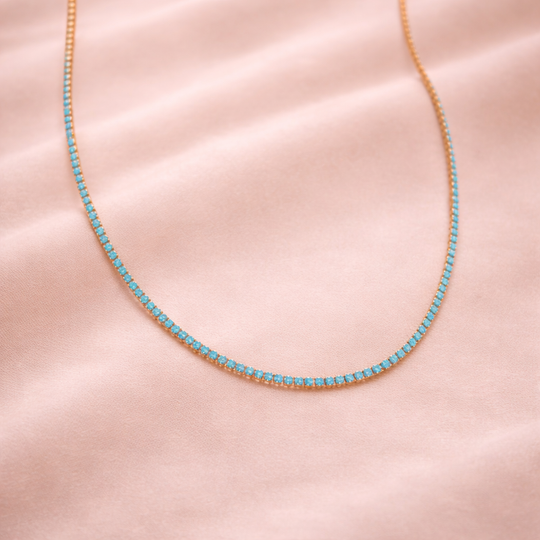 Blue Crystal Tennis Chain Necklace | Amelia Bellrose Jewellery