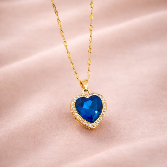 Blue Heart Crystal Pendant Necklace | Amelia Bellrose Jewellery