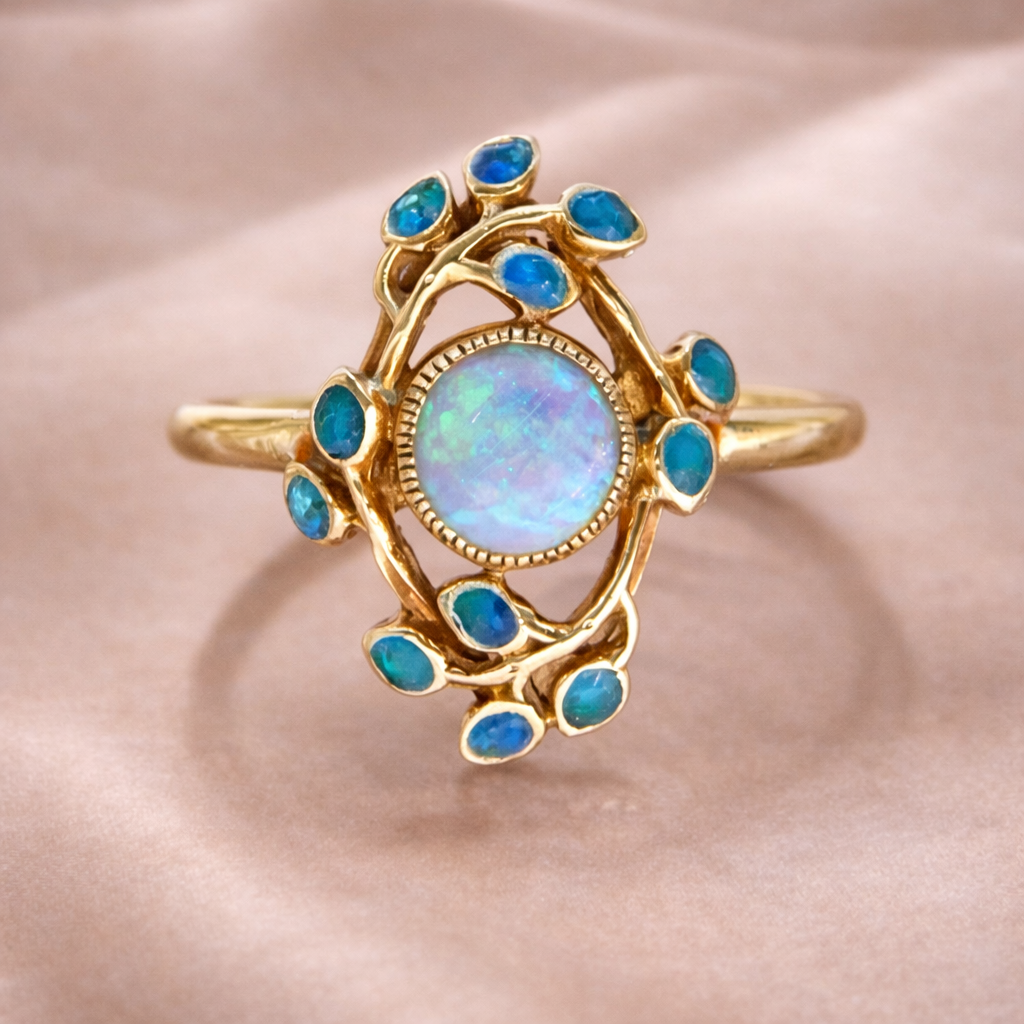 Opal & Blue Stone Cluster Ring | Amelia Bellrose Jewellery