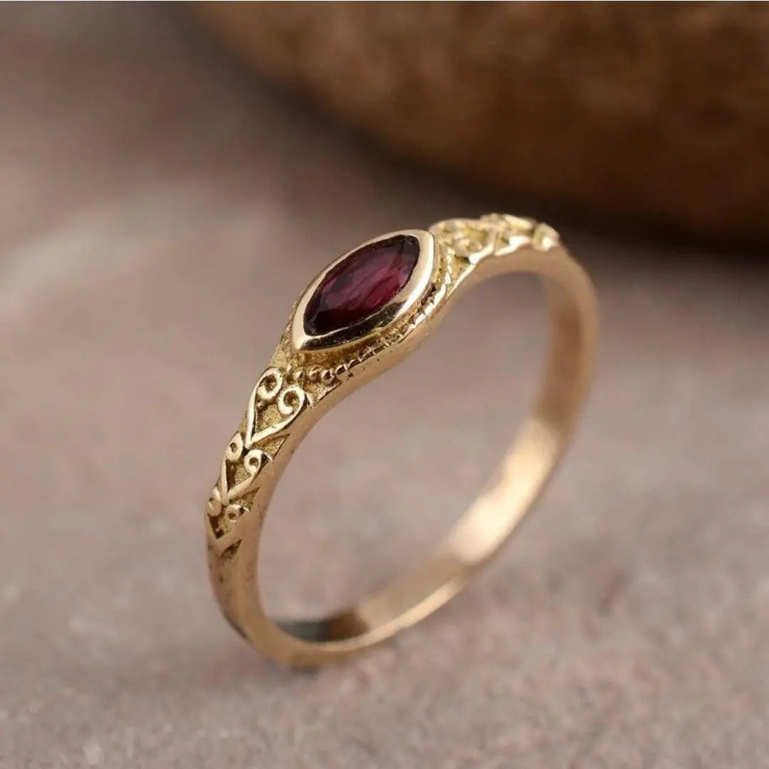 Red Crystal Vintage Ring | Amelia Bellrose Jewellery