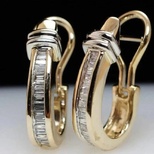 Two-Tone Baguette Crystal Hoop Earrings | Amelia Bellrose Jewellery