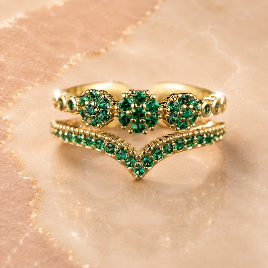 Floral V-Band Ring Set | Amelia Bellrose Jewellery