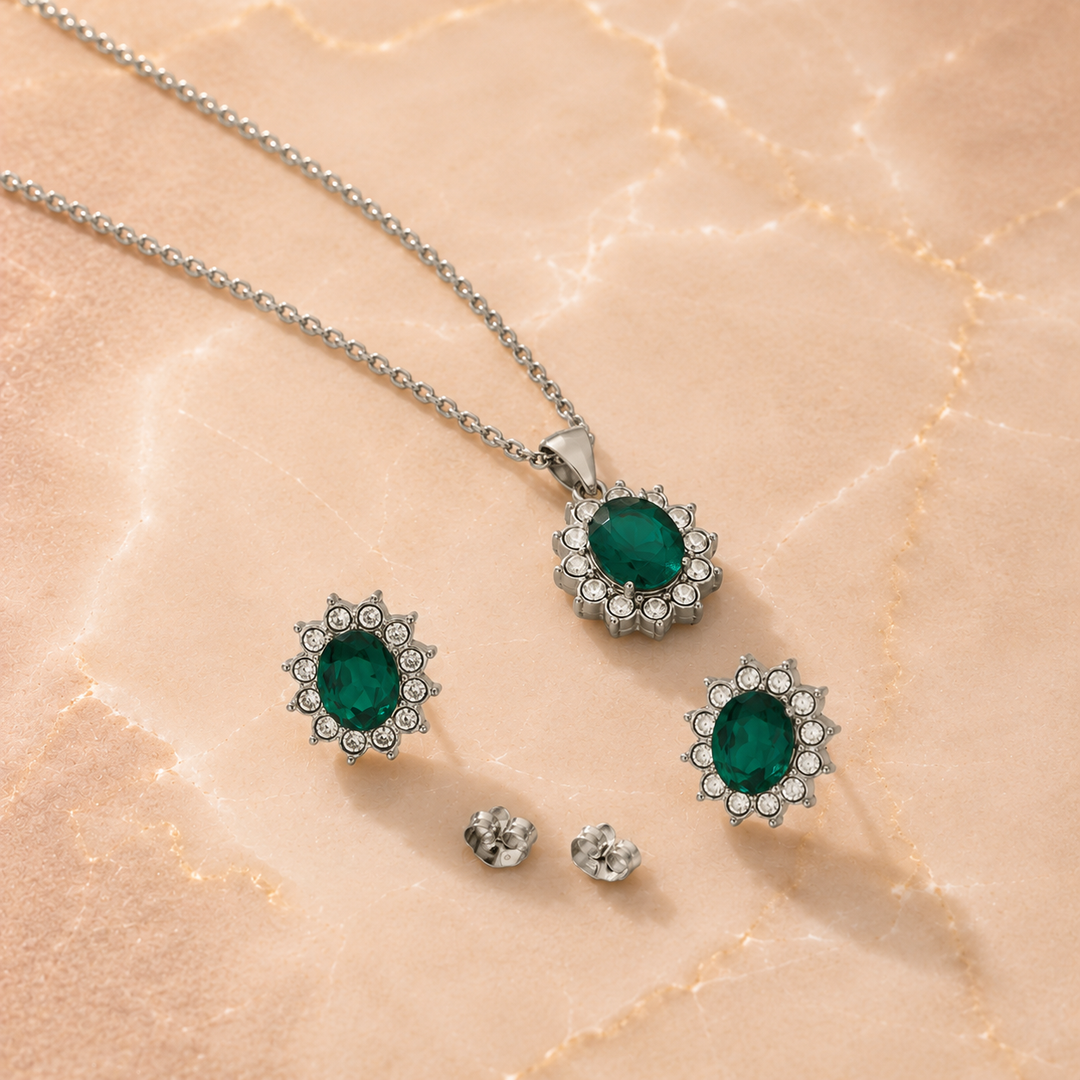 Crystal Halo Jewellery Set | Amelia Bellrose Jewellery