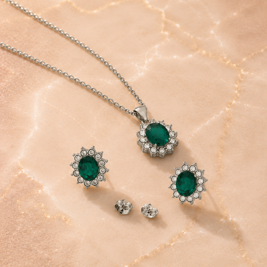 Crystal Halo Jewellery Set | Amelia Bellrose Jewellery