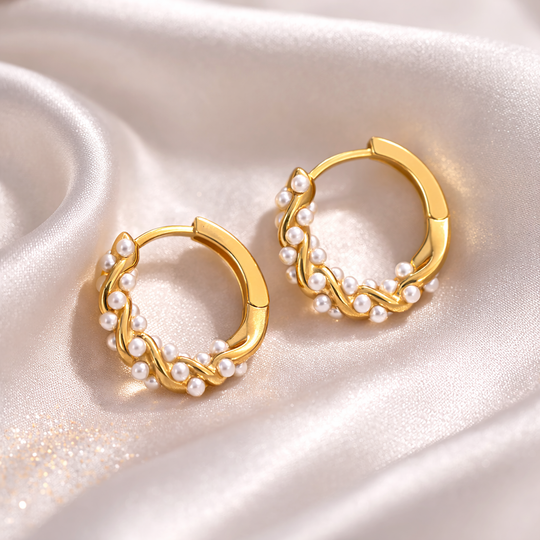 Pearl Twist Hoop Earrings | Amelia Bellrose Jewellery
