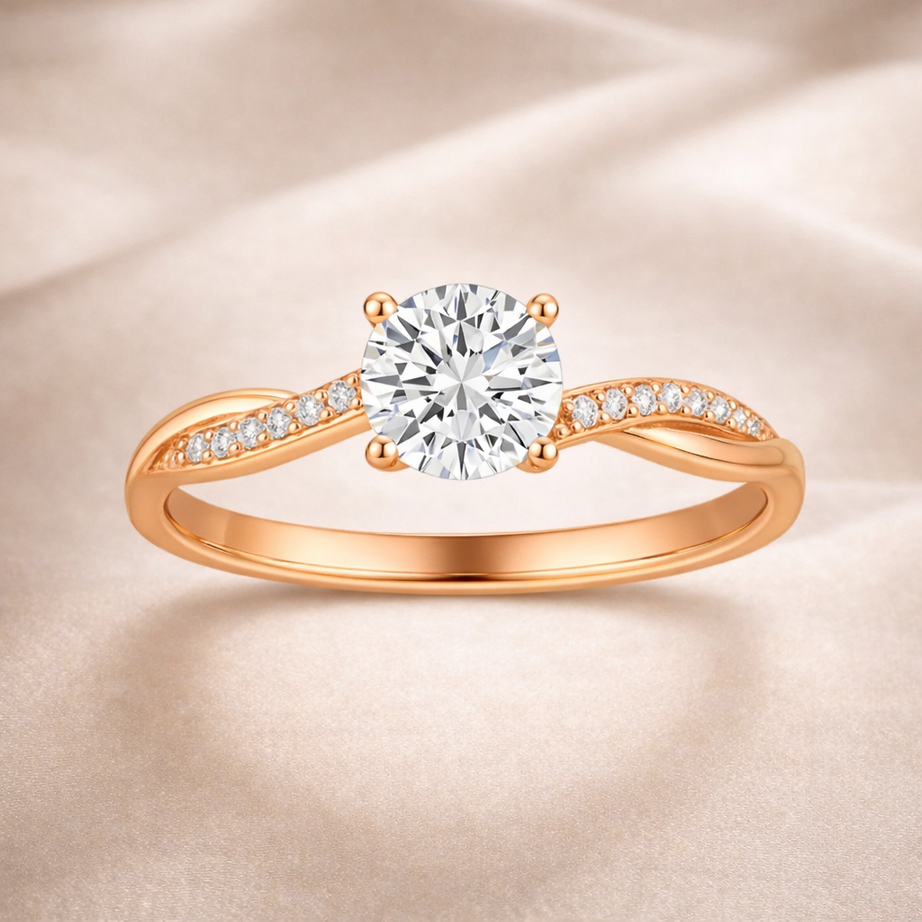 Solitaire Crystal Twist Ring | Amelia Bellrose Jewellery