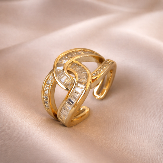 Baguette Crystal Wrap Ring | Amelia Bellrose Jewellery