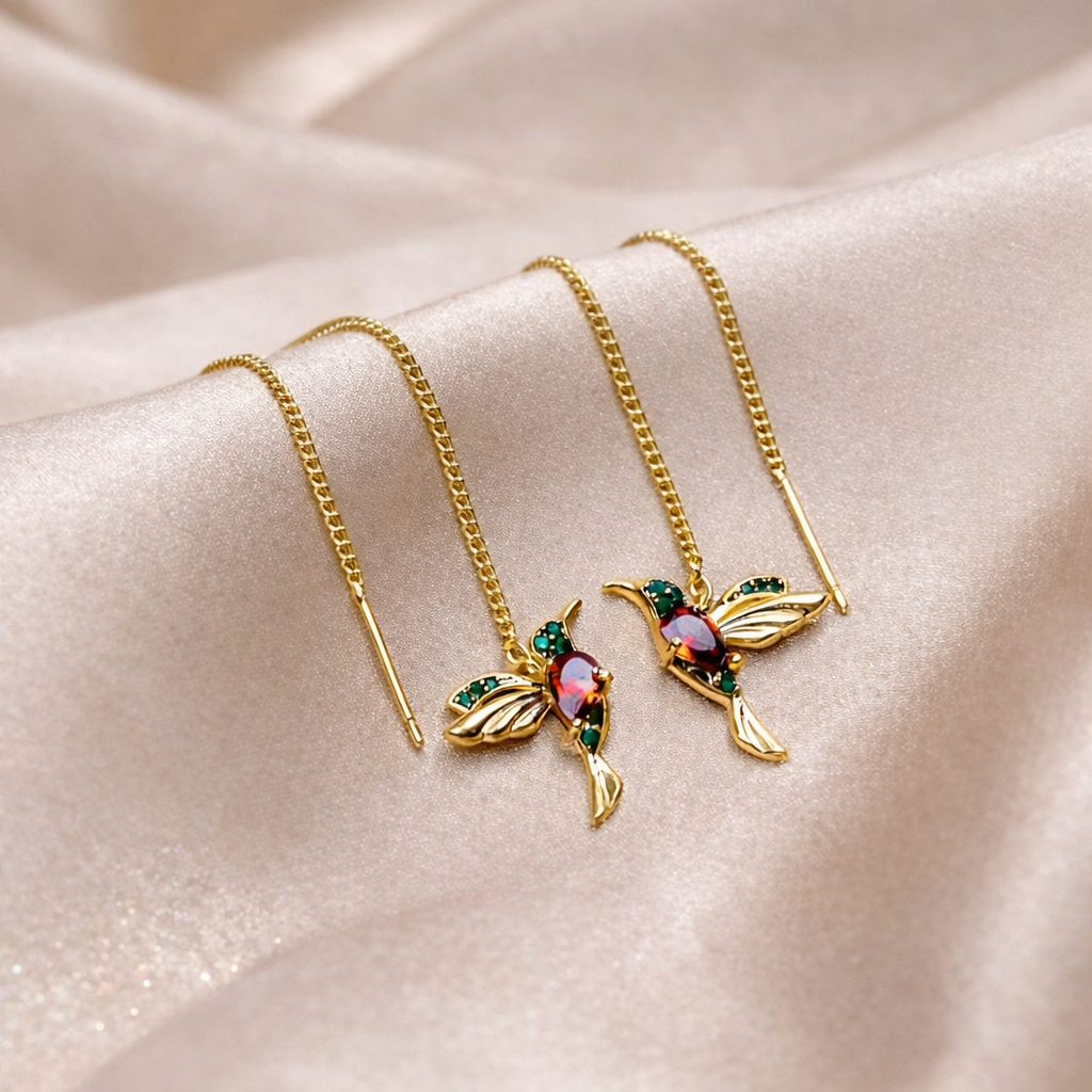 Bird Motif Crystal Drop Earrings | Amelia Bellrose Jewellery