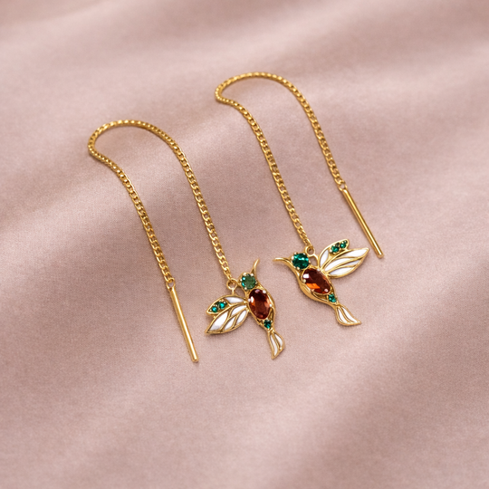 Bird Motif Crystal Drop Earrings | Amelia Bellrose Jewellery