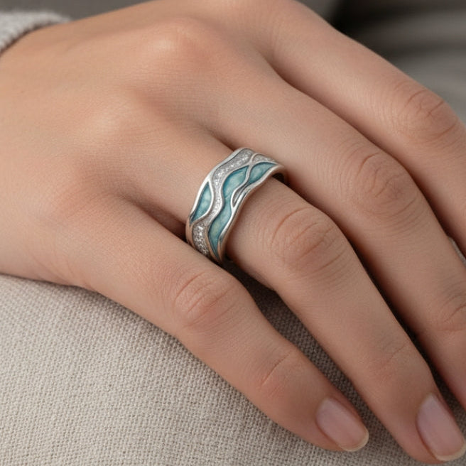 Turquoise Wave Inlay Ring | Amelia Bellrose Jewellery