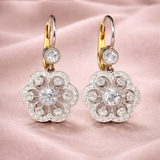 Floral Crystal Drop Hoop Earrings | Amelia Bellrose Jewellery
