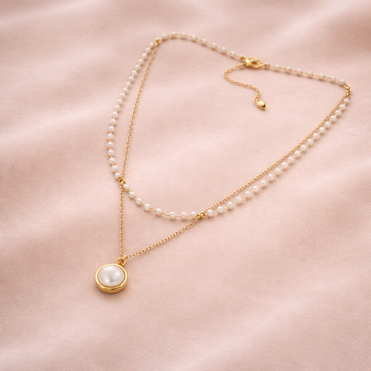Double Layer Pearl Pendant Necklace | Amelia Bellrose Jewellery